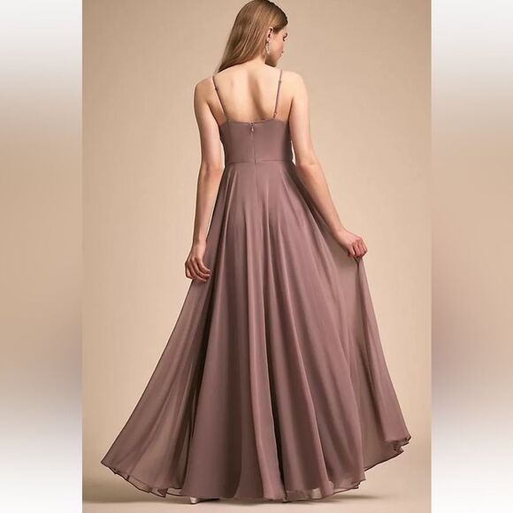 Anthropologie BHLDN Eva Dress Violet Grey Small Flowy Chiffon Maxi Bridesmaid - Picture 2 of 12